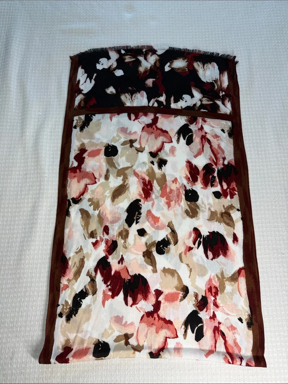 Pink and brown floral scarf